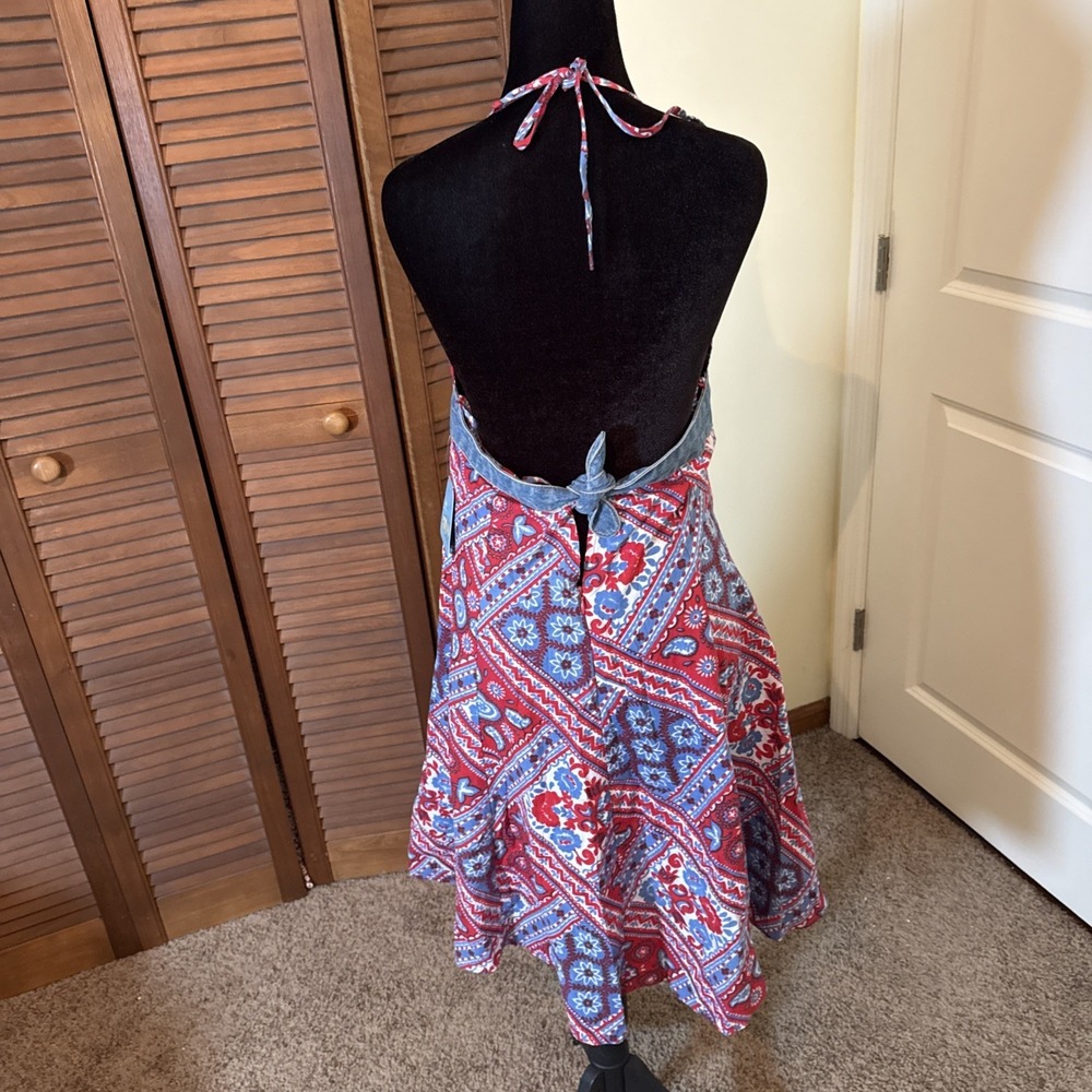 Paul Frank Retro Y2K Halter Bandana Print Dress NWT Size Large Festival Boho - Picture 4 of 9